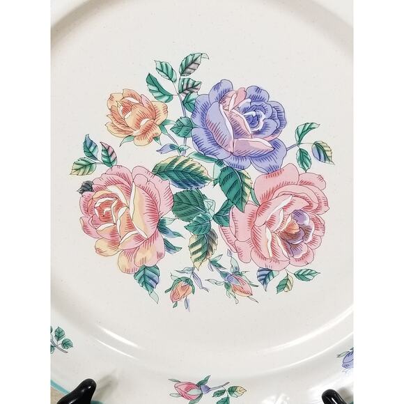 Large Serving Plate & Bowl Cottage Rose Stoneware International Tableworks Japan - Picture 5 of 11